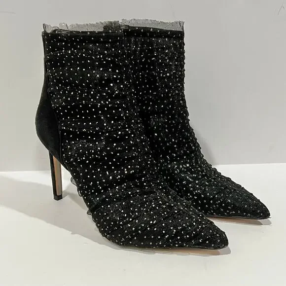 Sam Edelman Farren Black and Gold Ankle Boots - Picture 3 of 11